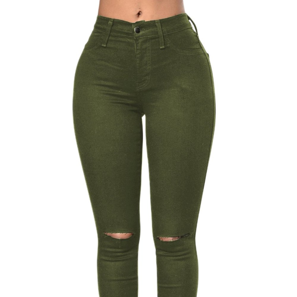 Fall Favorites:Green Stretch Denim Jeans